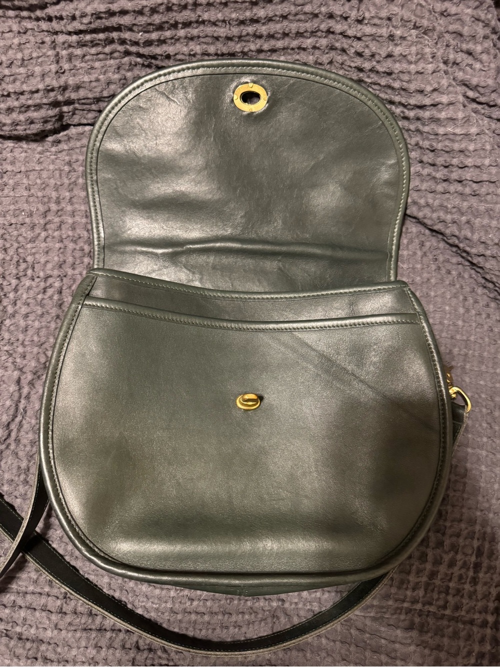 Coach Green Leather Saddle Crossbody with Gold Hardware - Picture 11 of 12
